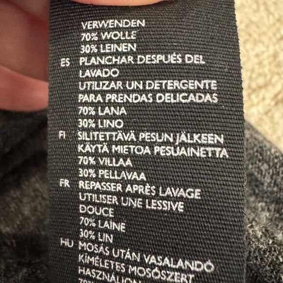 COS Women's Black Wool Linen Fitted Long Sleeves Tee Shirt Large Oversized Boxy - Picture 11 of 13